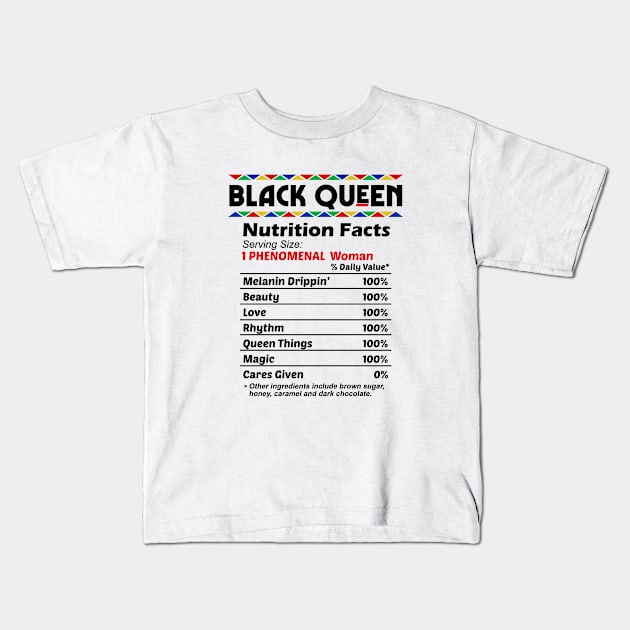 Black Queen Kids T-Shirt by Andreeastore  